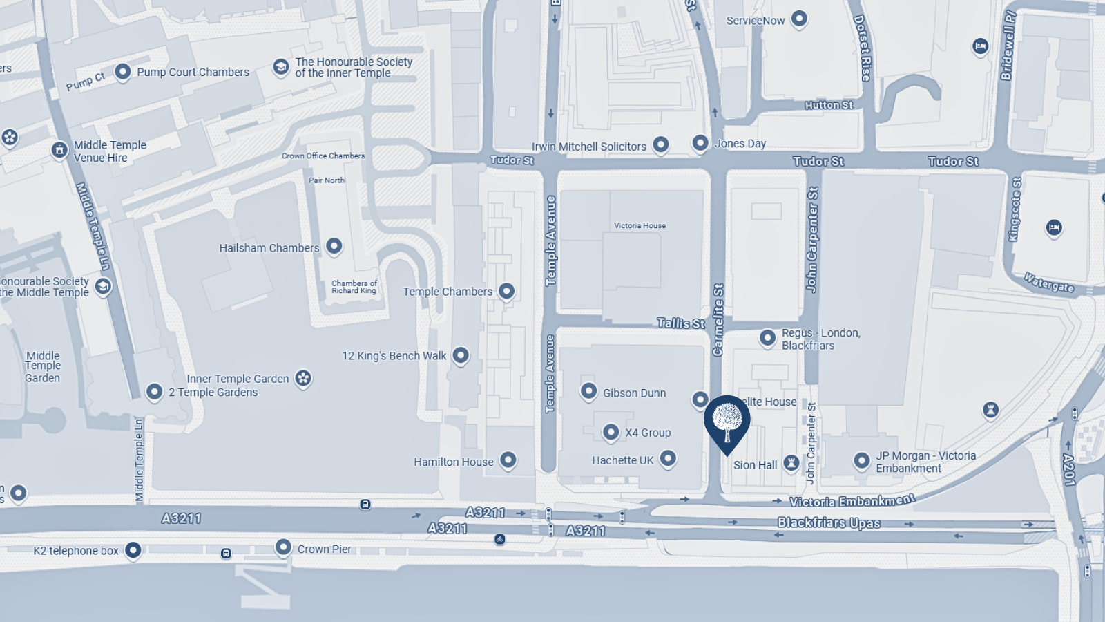 Map to Garden Court Chambers